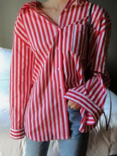 Loose Red Striped Comfortable Shirt